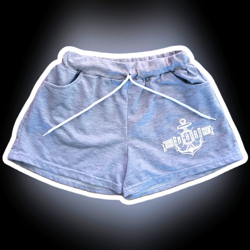 gray y2k anchor print shorts